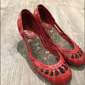 Seychelles red wedge sandals size 8